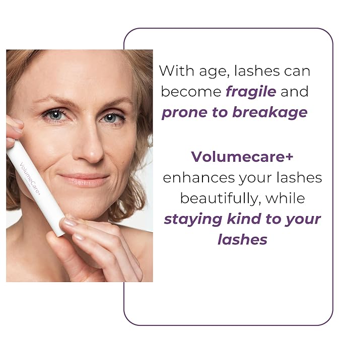 Rumi Cosmetiques VolumeCare+ Mascara For Older Women - Extreme Length and Volume 2-in-1 Formula - No Clumps, Long-Wearing, Hypoallergenic Mascara For Sensitive Eyes (Natural Black)