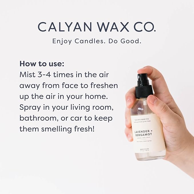 Calyan Wax Co. Non Toxic Room Spray, Aspen + Fog Air Freshener, Non Aerosol Natural Room Mist, Aromatherapy Spray with Essential Oils, 4fl oz