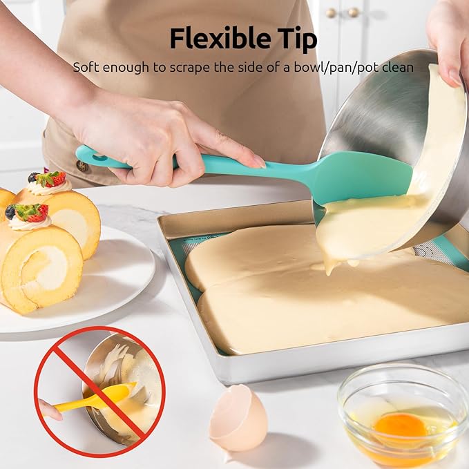 High Heat Resistant Silicone Spatula: U-Taste 600ºF Hot-Proof Food Grade Rubber Kitchen Baking Scraper, Flexible and Sturdy Cooking Utensil for Mixing Scraping in NonStick Cookware (4PCS, Multicolors)