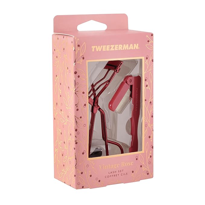 Tweezerman Vintage Rose Lash Gift Set - Makeup Eyelash Tool for All Eye Shapes