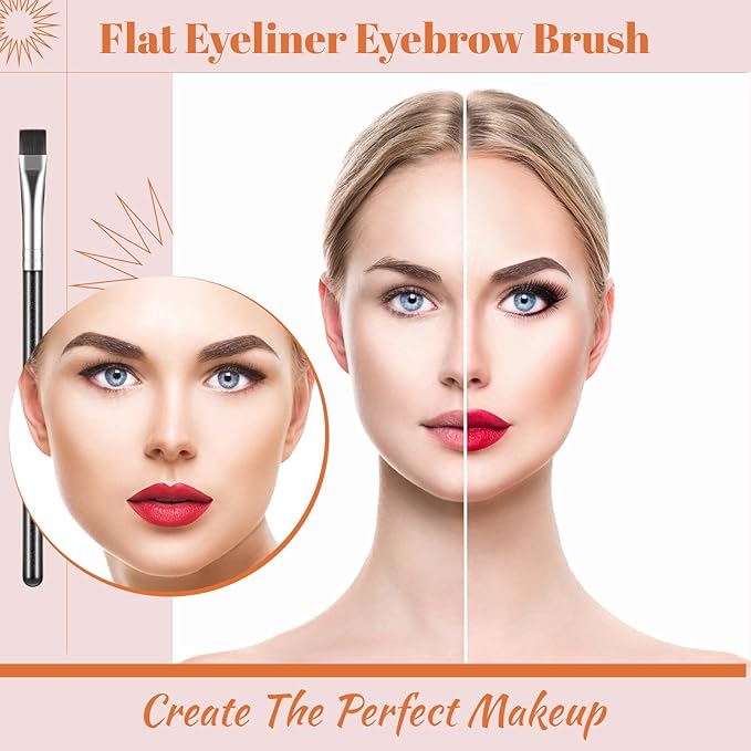 12 Pieces Flat Eyeliner Eyebrow Concealer Brush Flat Definer Eyebrow Brush Firm Stiff Thin Synthetic Bristle Concealer Eyeliner Applicator with Gel Powder Cream Cake Makeup