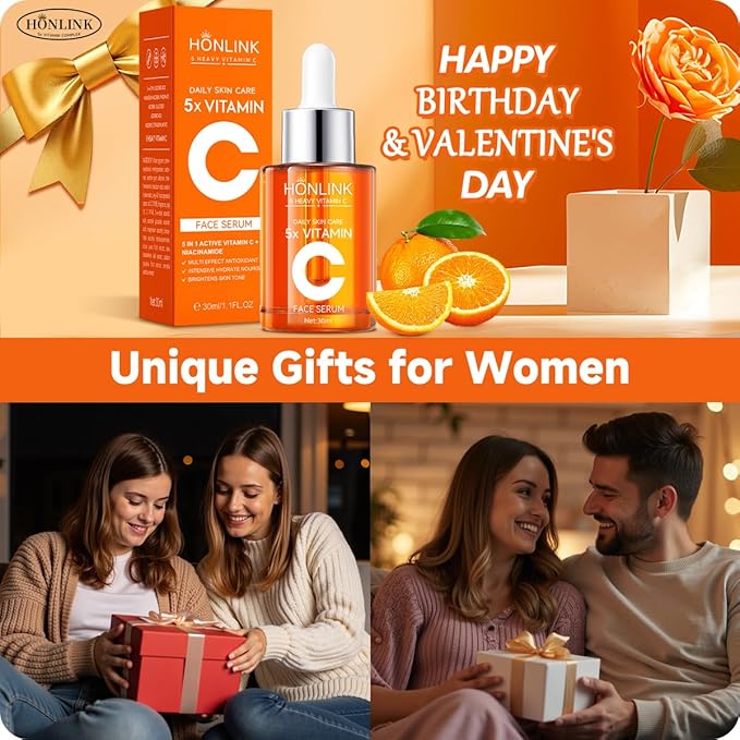Vitamin C Gloss Serum,HONLINK Face Essence - Stabilized Complex with Hyaluronic Acid & Centella Dull Facial Skin,Uneven Tone,Fine Lines,Pores, Dry Skin,TK Popular Skincare,Unique Gift for Women