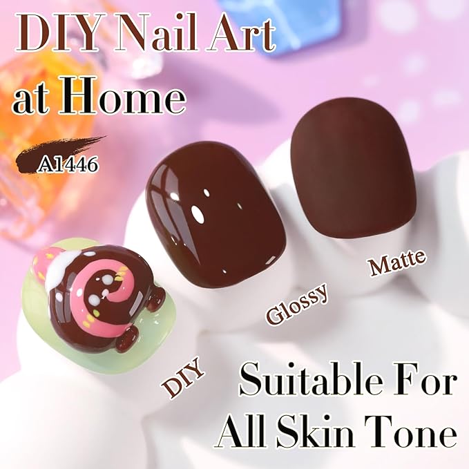 Double Rhythm 15ML Dark Brown Gel Polish Pure Sheer Same Color Same Bottle Soak Off Gel Polish Art Manicure Salon DIY at Home for Women (Deep Brown-A1446)