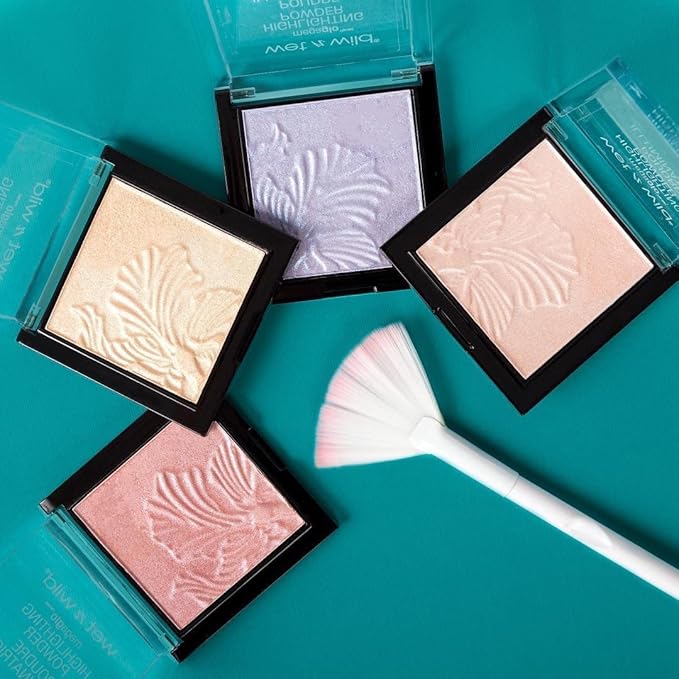 wet n wild MegaGlo Highlighting Powder, Highlighter Makeup, Shimmer Glow, Pink Rose Gold Bloom Time