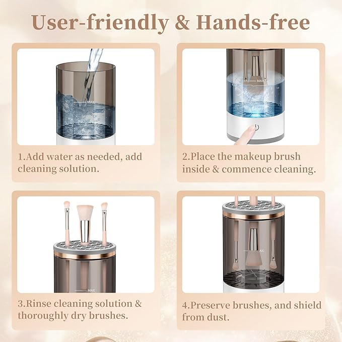 GKZ Electric Brush Cleaner Machine, High Speed Fast Cleaning Plug-in Power Brush Cleaner Ideal for Makeup Brushes & Sponges – Perfect for Home & Professional Use - Purple