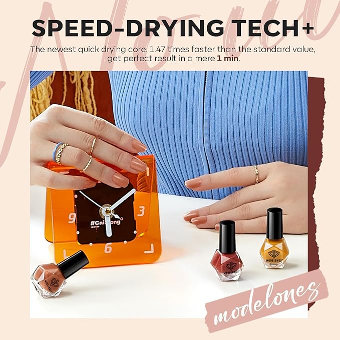 modelones Nail Polish Set, 6 Colors Nude Brown Pink Skin Tones Milky White Mini Nail Polish Fall Winter Neutral Brown Quick Dry Fingernail Polish Manicure DIY Salon Home Gifts for Women Girl