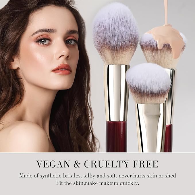 BEILI Contoured Foundation Brush - Flat Angled Foundation Brush - Face Brush For Liquid Or Cream Foundations - Dense Synthetic Bristles Kabuki Brush…