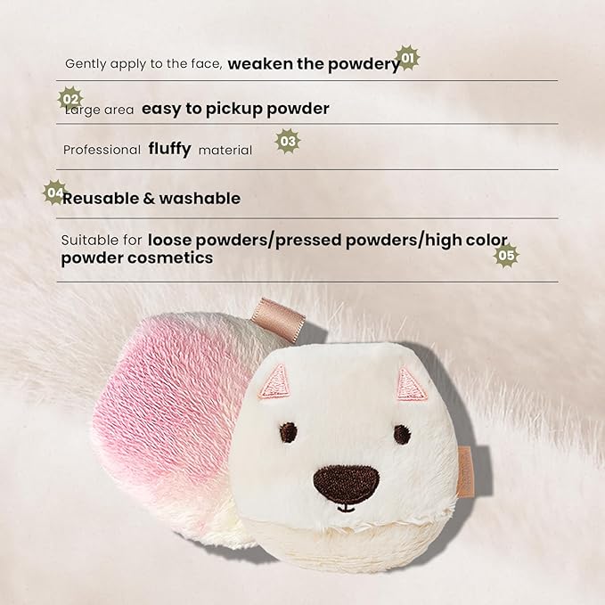 Face Fluffy Powder Puff,Soft Plush Setting Powder Puff, Large Velour Makeup Puff for Loose Or Pressed Powders,Round Cosmetic Puff, Beauty Makeup Tool,1pcs