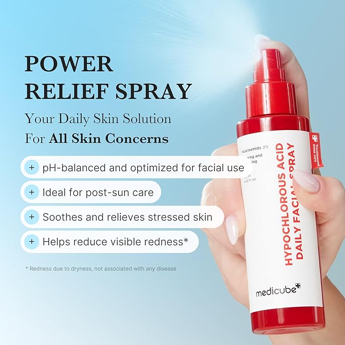 medicube Power Soothing Spray, Hypochlorous Acid Spray For All Skin Types, Delicate Skin Daily Solution & Post-Sun Care, HOCI Facial Mist for Soothing & Calming , Korean Skincare, 4.22 fl.oz