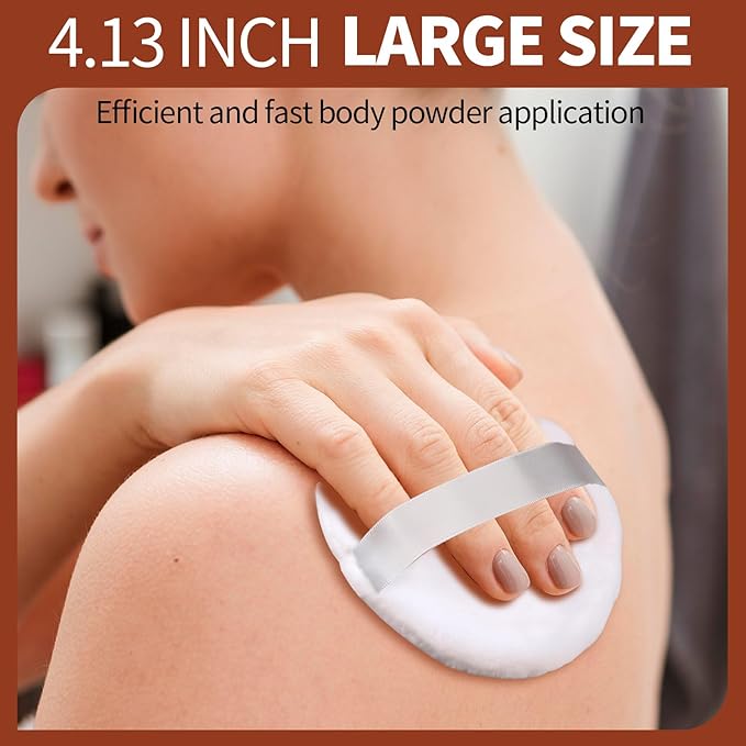 Teenitor 4.13 Inch Ultra Soft Washable Large Round Velour Powder Puff for Body Loose Powder, 4 Pcs