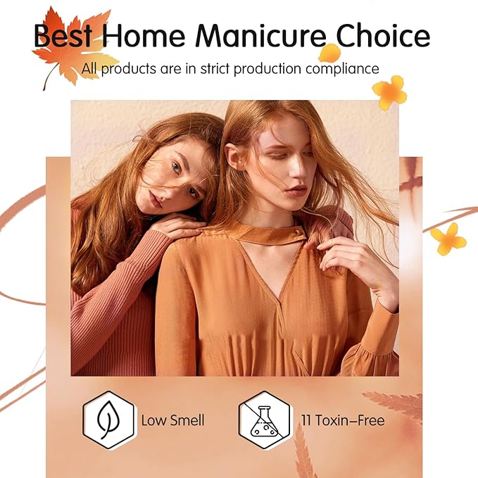 Fall Gel Nail Polish Set: 6 Colors Jelly Pumpkin Semi-transparent Natural Sheer Gel Nail Kit, Soak Off