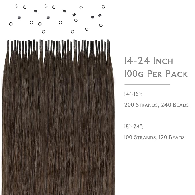 WENNALIFE I Tip Hair Extensions Real Human Hair, 100g 200s 14 Inch Chocolate Brown Remy Itip Human Hair Extensions Invisible Itips Straight I Tips Cold Fusion Extensions
