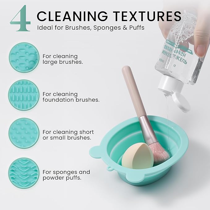 Makeup Brush Cleaner - 300ML Makeup Brush Shampoo and Bowl For Brushes, Sponge, Powder Puff,Deep Clean & Gentle Formula, Vegan & Cruelty