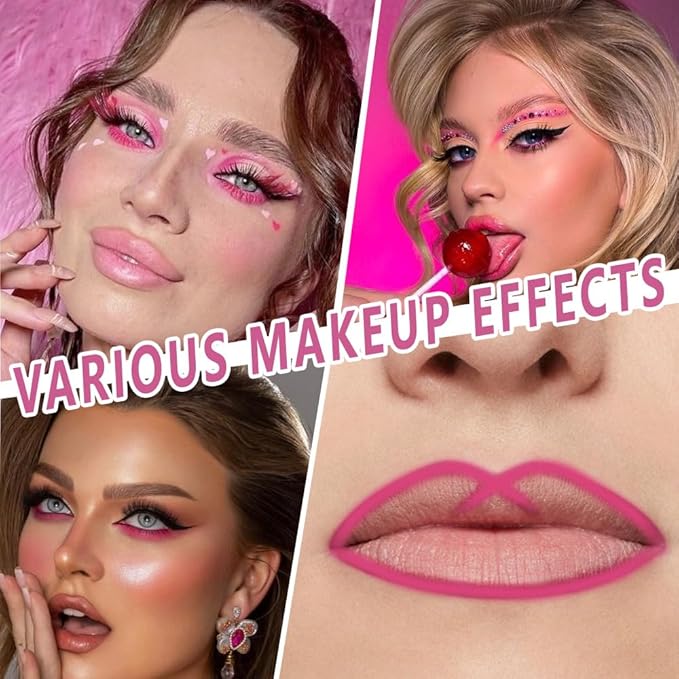 evpct Pink Eyeliner Pencils for Eyes, Pink Nude Under Colored Eye Liner Pencil Makeup Waterproof Smudge Proof, Colored Gel Waterline Eyeliner Liquid, Face Eye Paint Stick Lipstick Halloween Makeup 02