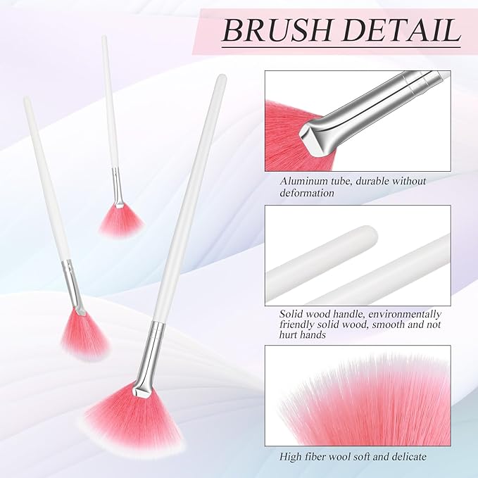 12 Pcs Soft Facial Fan Brush Blush Makeup Brush Face Mask Acid Applicator Multi Use Cosmetic Tools for Peel Mask Makeup for Mud Cream(Black)