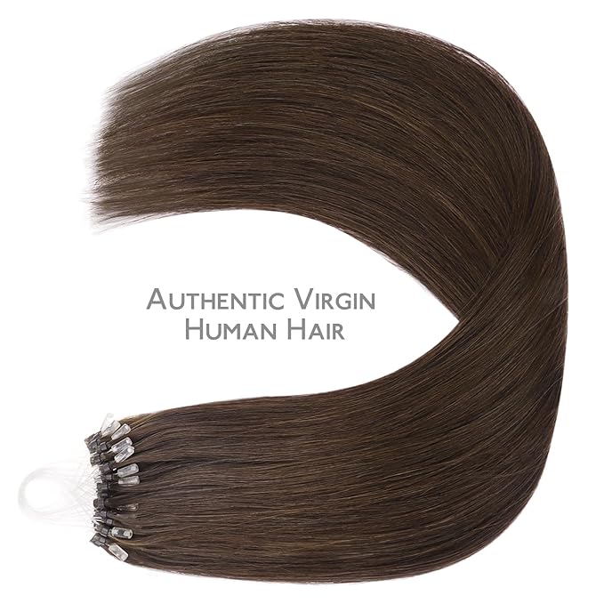 WENNALIFE Microlink Hair Extensions Human Hair, 50g 50s 14 Inch Chocolate Brown Remy Micro Bead Hair Extensions Real Human Hair Micro Link Micro Loop Micro Ring Hair Extensions Straight Microlinks