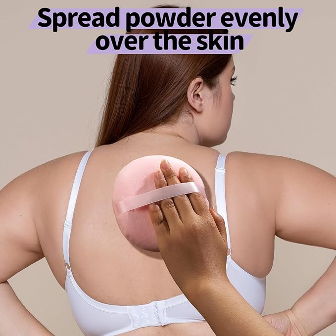 Teenitor 2Pcs 5Inch Pink Body Powder Puff, Powder Puff for Body Powder, Soft Velour Puff Pink
