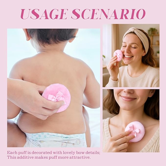 Large Body Powder Puffs and Containers, Crystal Clear Powder Container with Soft Power Puffs, Reusable Dusting Powder Case with Washable Velvet Face Body Glitter Puffs Wet and Dry Makeup