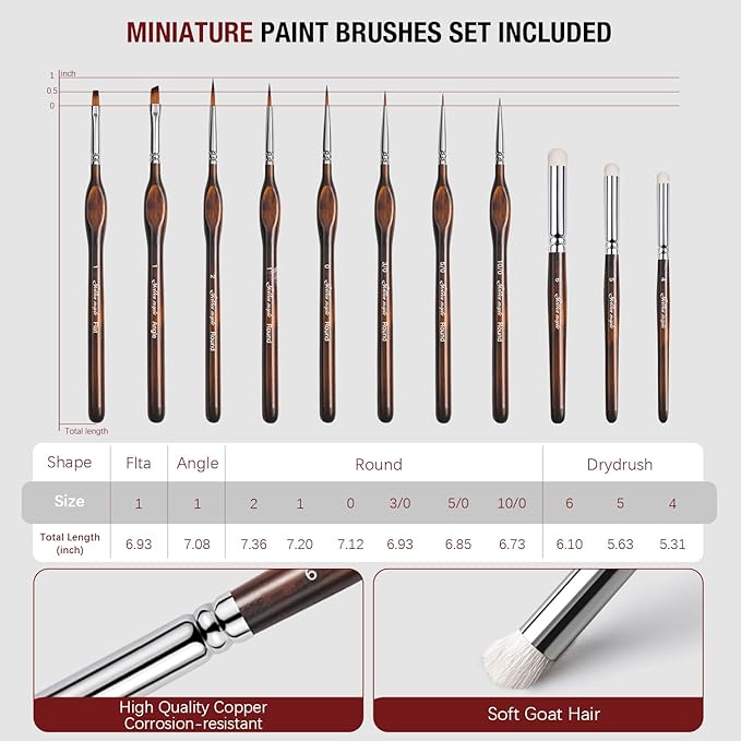 Wet Pallet for Painting Miniatures - Golden Maple 2 in 1 Dry and Wet Palette with Lid, Including 11 Miniature Paint Brushes,100PCS Palette Paper, 4PCS Sponges, Paint Brushes Holders