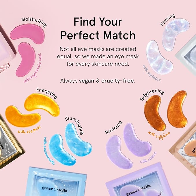 grace & stella Peptide Under Eye Patches with Niacinamide & Rice Extract - Firming Eye Masks for Dark Circles and Puffiness - Gel Mask for Firmer-Looking Skin - Vegan, Cruelty-Free (White, 24 Pairs)