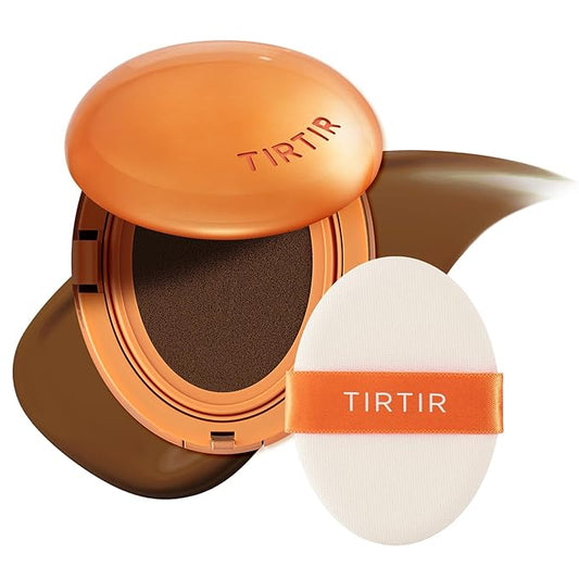 TIRTIR Mask Fit Ai Filter Cushion Foundation | AI-Like Semi-Matte Finish - Up to 72-Hour Medium to Full Coverage Korean BB Cushion Make up Beauty, #45W Chestnut, 0.63 Fl Oz