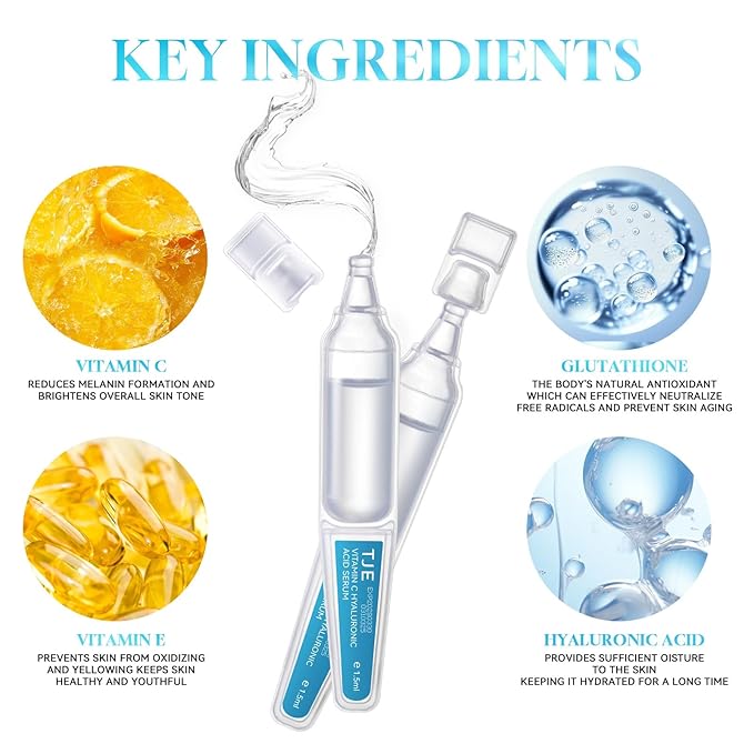 30 PCS Vitamin C Hyaluronic Acid Serum for Face, Ultra Hydrating Anti-Aging & Skin Firming Serum, Wrinkle-Reducing, Fast Absorbing, Deep Moisturizing