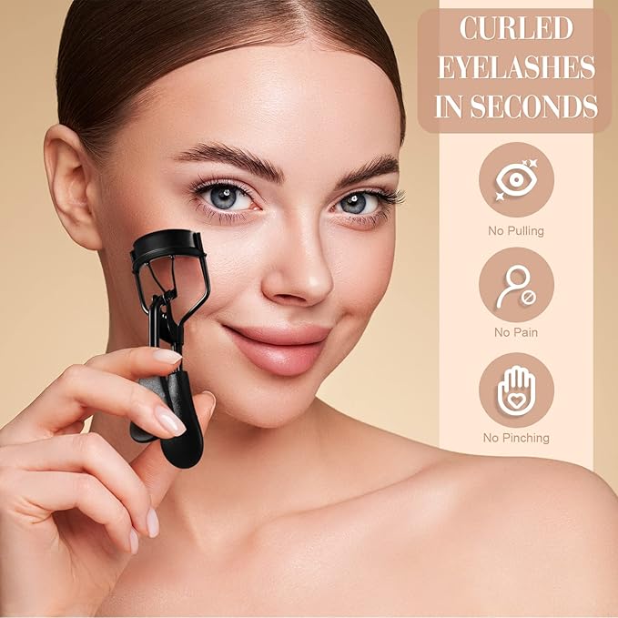 Eyelash Curlers with Comb Eyebrow Brush Kit for Women Lash Curler Eyelash Comb Seperator Mascara Brushes Eyebrow Brush and Comb Silicone Refills Pads