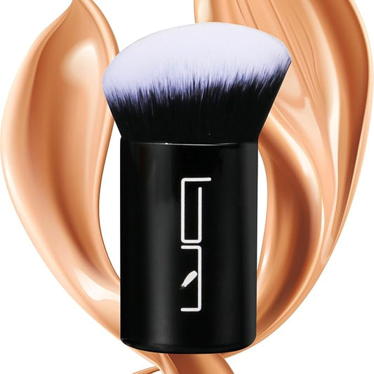 Angled Foundation Makeup Brush, Kabuki Brush For Powder, Blush, Bronzer, Concealer, Portable Brush Cover, Perfect for Travel