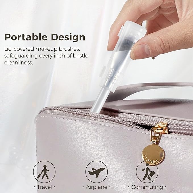 Angled Concealer Brush with Protective Cover – Professional Makeup Brush for Under Eye Concealer, Nose Contour, Blending & Foundation, Soft Synthetic Bristles for Sensitive Skin(White)