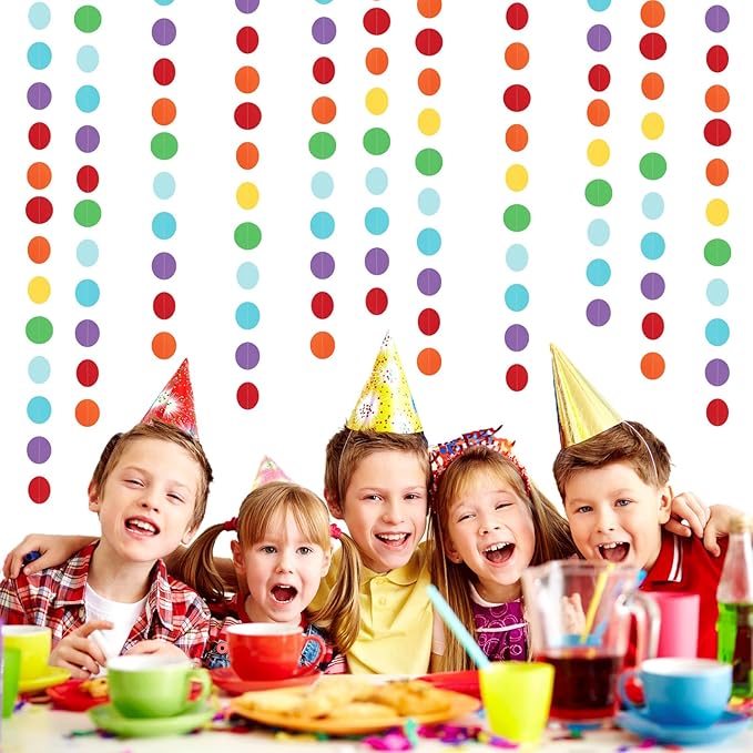 Rainbow Party-Decorations Paper-Garland Streamers Banner - 52Ft Colorful Theme Boy Girl Kids Birthday Favors Supplies,Baby Shower Wedding Hanging Backdrop Decor Ouruola