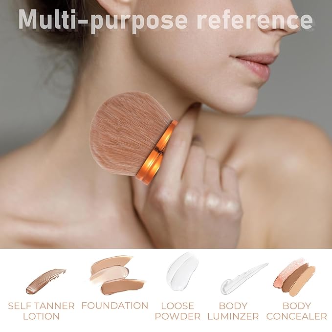 Body Makeup Brush 3.46 Inch Wide Self Tanning Blend Brush Rose Gold Kabuki Brush For Foundation Blusher Powder Face And Body Bronzer Oval Face Leg Makeup