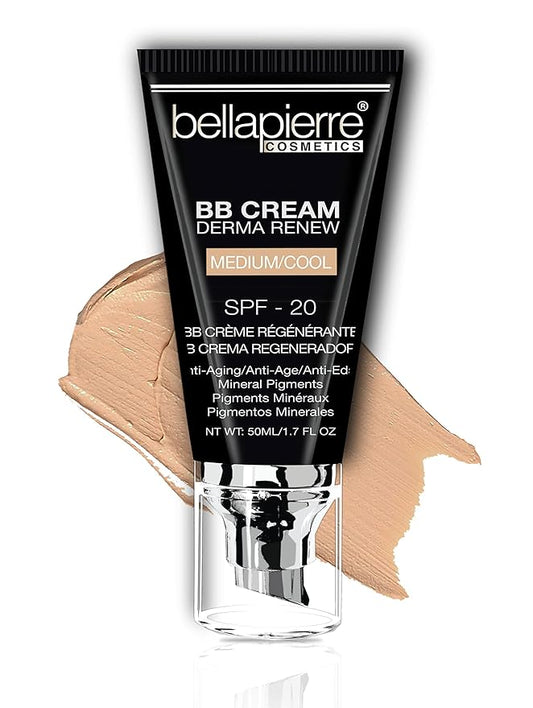 Bellapierre BB Cream SPF 20 – Mineral Sunscreen & Liquid Foundation, Lightweight Face Moisturizer with Buildable Coverage, Matte Finish, Non-Toxic, Paraben-Free, Cruelty-Free – 1.7 oz - Medium Cool