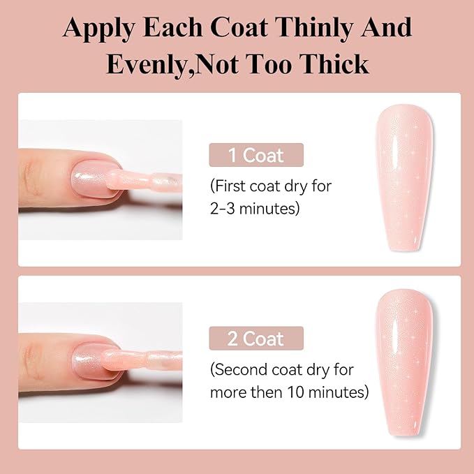 Nail Polish, Air Quick Dry, Light Pink Shimmer Nail Lacquer Non-Gel Nail Art Polish Fast Drying Nail Pigment Oil-based Holographic Fingernail Concealer Polish, 1PC 12ML Long Last