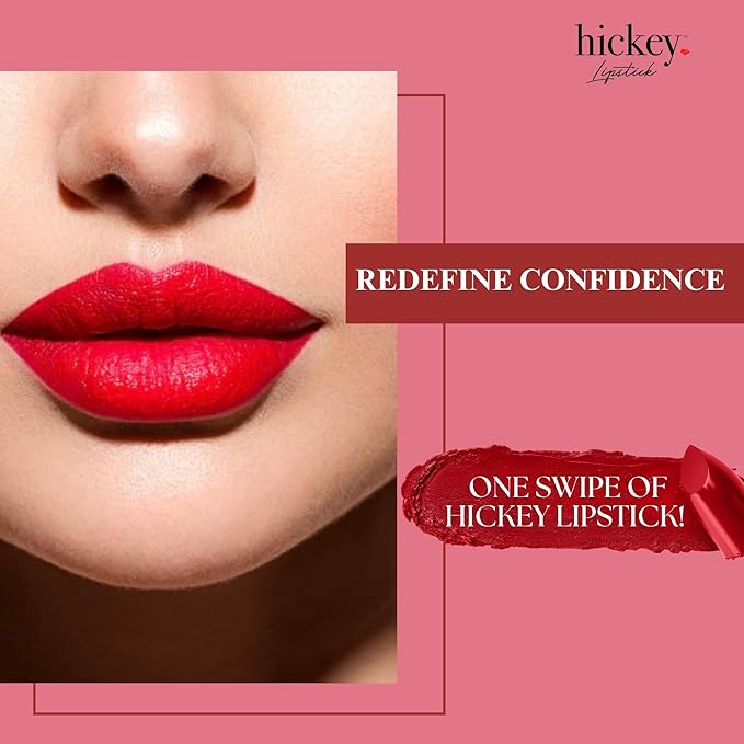 Hickey Lipstick Mile High Organic Perfect Red Lipstick Refillable - Long Lasting Lipstick for Women, Hydrating & Moisturizing Shade, Best Lip Color for Women, Gluten-Free & Vegan with Highly Pigmented