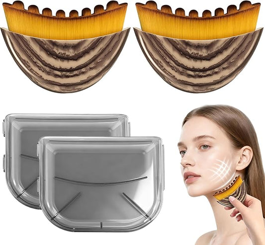 New Lymphatic Contour Face Brush, Lymphatic Drainage Facial Massager Brush for Chin & Neck Contour, Soft Bristles Suitable for All Skin Types, Ergonomic Beauty Tools with Portable Boxes (2 PCS)