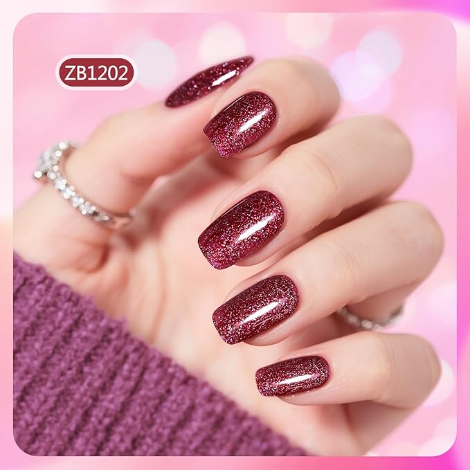 Glitter Nail Polish Set, 10 Color With 2PCS Base and Top Coat Nail Polish