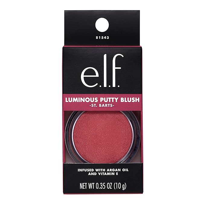 e.l.f. Luminous Putty Blush, Putty-to-Powder, Buildable Blush With A Subtle Shimmer Finish, Highly Pigmented & Creamy, Vegan & Cruelty-Free, St. Barts