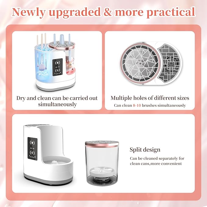 LARDERGO Makeup Brush Cleaner Machine, Ultimate Efficient Electric Automatic Cleaner and Dryer for All Types of Makeup Brushes