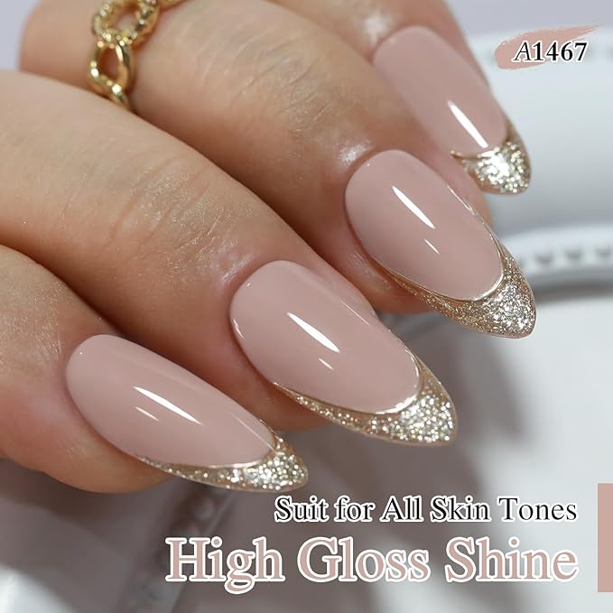 Double Rhythm 15ML Gel Polish Pure Sheer Same Color Same Bottle Soak Off Gel Polish Art Manicure Salon DIY at Home for Women (Milky Khaki-A1467)