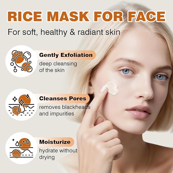 IREV Face Masks Skincare, Rice And Honey Glow Mask, Rice Masks For Face, Hydrating Face Masks For Women, Moisturizing Skincare, Gentle Clay Mask For Dry Sensitive Skin 150g