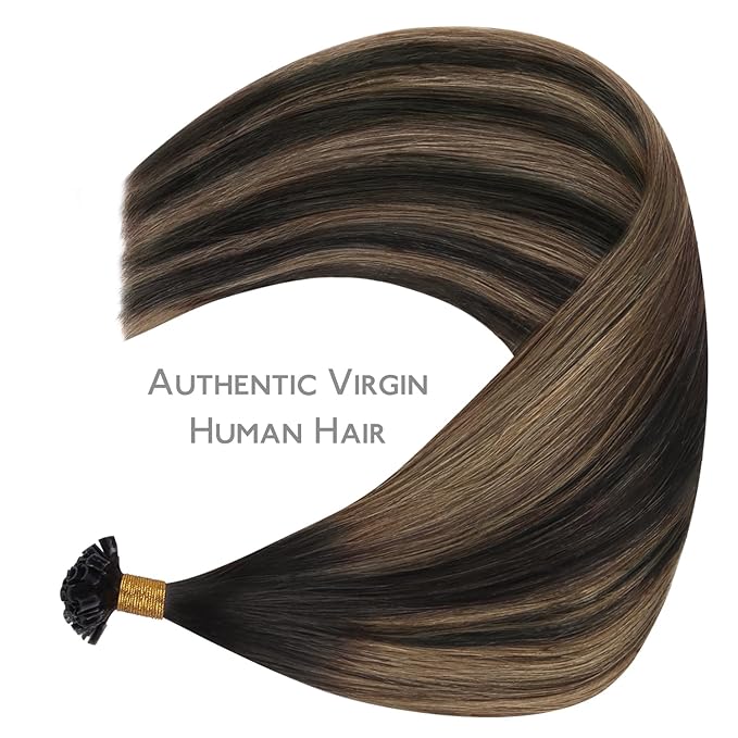 WENNALIFE U Tip Hair Extensions Human Hair, 50g 50s 18 Inch Balayage Dark Brown Mixed Chestnut Brown Remy Hair Extensions K Tip Hair Extension Real Human Hair Invisible Straight Keratin Hair Extension