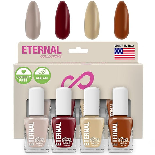 Eternal Nail Polish Set for Women (SIGNORINI) - Nail Polish Set for Girls - Long Lasting & Quick Dry Non Toxic Nail Polish Kit for Home DIY Manicure & Pedicure - Made in USA, 13.5mL (Set of 4)