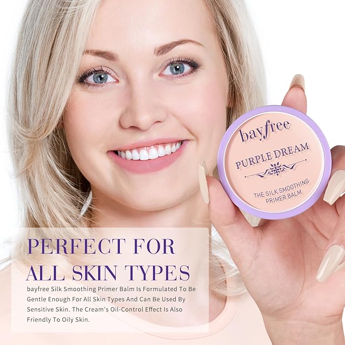 bayfree Silk Smoothing Primer Balm, Poreless Primer for Smooth & Flawless Skin, Long Lasting, Soft Texture, Matte Finish, Fills in Pores and Fine Lines, 0.35 oz