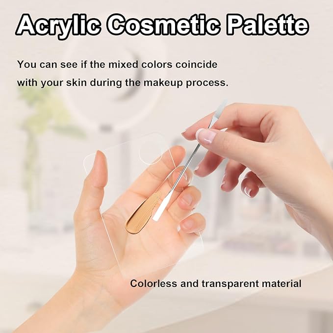 5pcs Professional Makeup Spatula Korean Set with Foundation Spatula Stainless Steel Makeup Palette Acrylic Cosmetic Palette,Reusable Beauty Tools for Facial Cosmetic,Nail Art,Pigment Blending