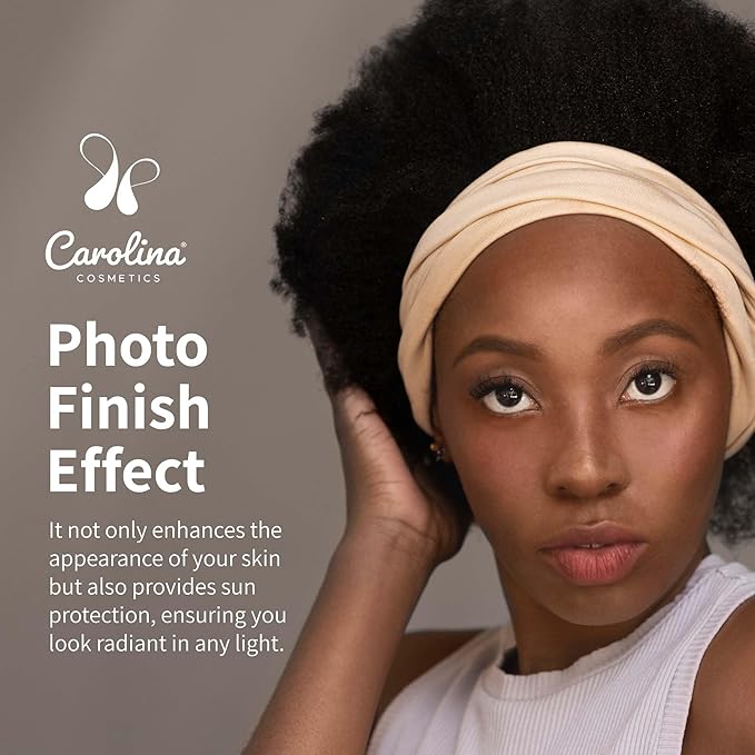 Carolina Cosmetics - Plant-Based Foundation in Mocha Shade - Hydrating, Pore-Minimizing & Buildable Coverage - Vegan, Non-GMO, Gluten-Free, Paraben-Free- Sun Protection - 1Fl Oz