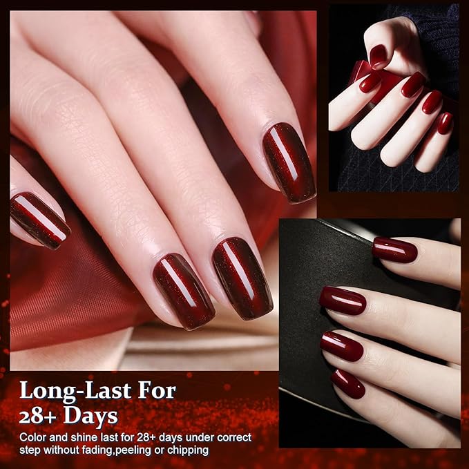 Major Dijit Quick Dry Nail Polish 12ml/0.41fl oz Pearl Wine Red Regular Nail Lacquer Fast Drying & Long Lasting Nail Polish Nail Art Effect for Nail Salon