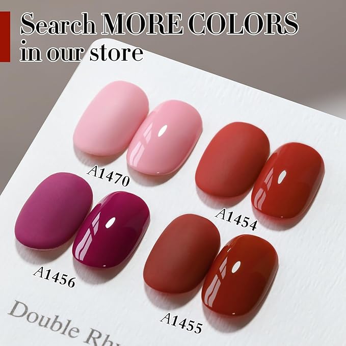 Double Rhythm 15ML Gel Polish Pure Sheer Same Color Same Bottle Soak Off Gel Polish Manicure Salon DIY Art at Home for Women (Iron Red-A1454)