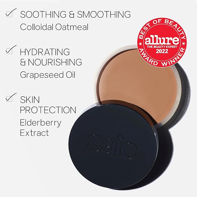 Saie Sun Melt Cream Bronzer - Buildable Balm Face Bronzer for Effortless Sculpting - Cream Contour Enriched with Vitamin C, Nourishing Skincare Ingredients & a Natural Finish - Light Bronze (1 oz)