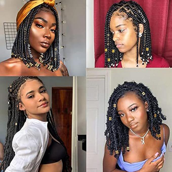 106 Pcs Gold Silver Hair Braids Dreadlock Beads Non-Piercing Ear Clip Jewelry Accessories for Women Men Styling Tools US204