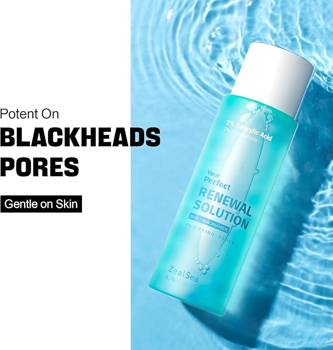 ZealSea 2% Salicylic Acid Toner for Face with 2% Niacinamide - BHA Liquid Exfoliant for Blackheads and Enlarged Pores, Exfoliate for Face to Soothe Breakouts, Exfoliating Toner, 6.76 Fl Oz, Pack of 2